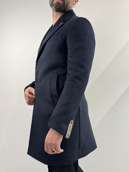 Cappotto Mulish in misto lana blu