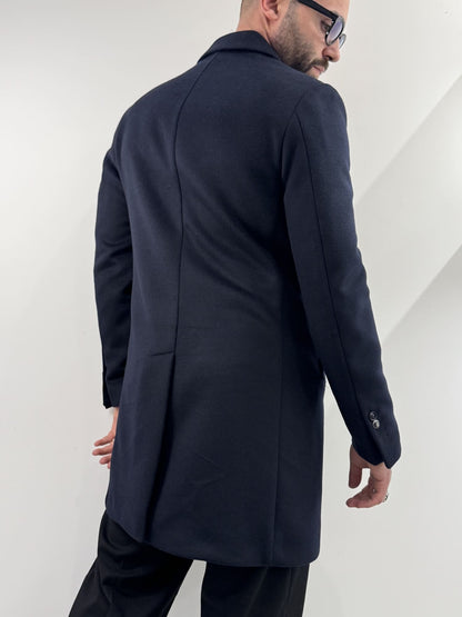 Cappotto Mulish in misto lana blu