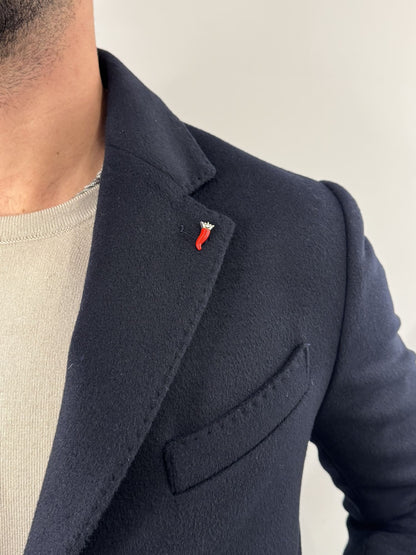 Cappotto Mulish in misto lana blu