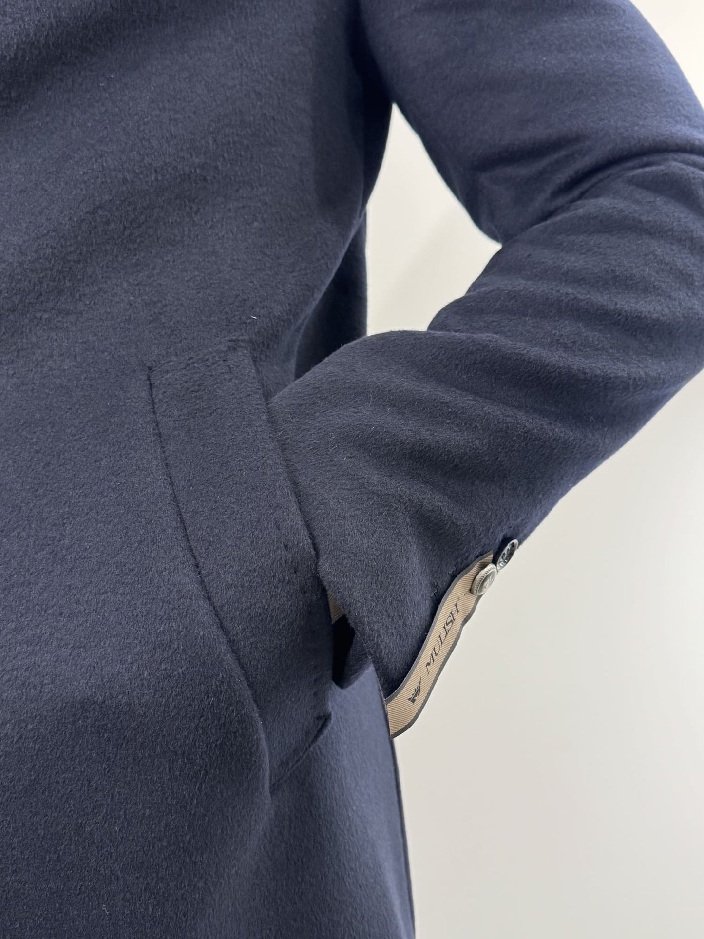 Cappotto Mulish in misto lana blu