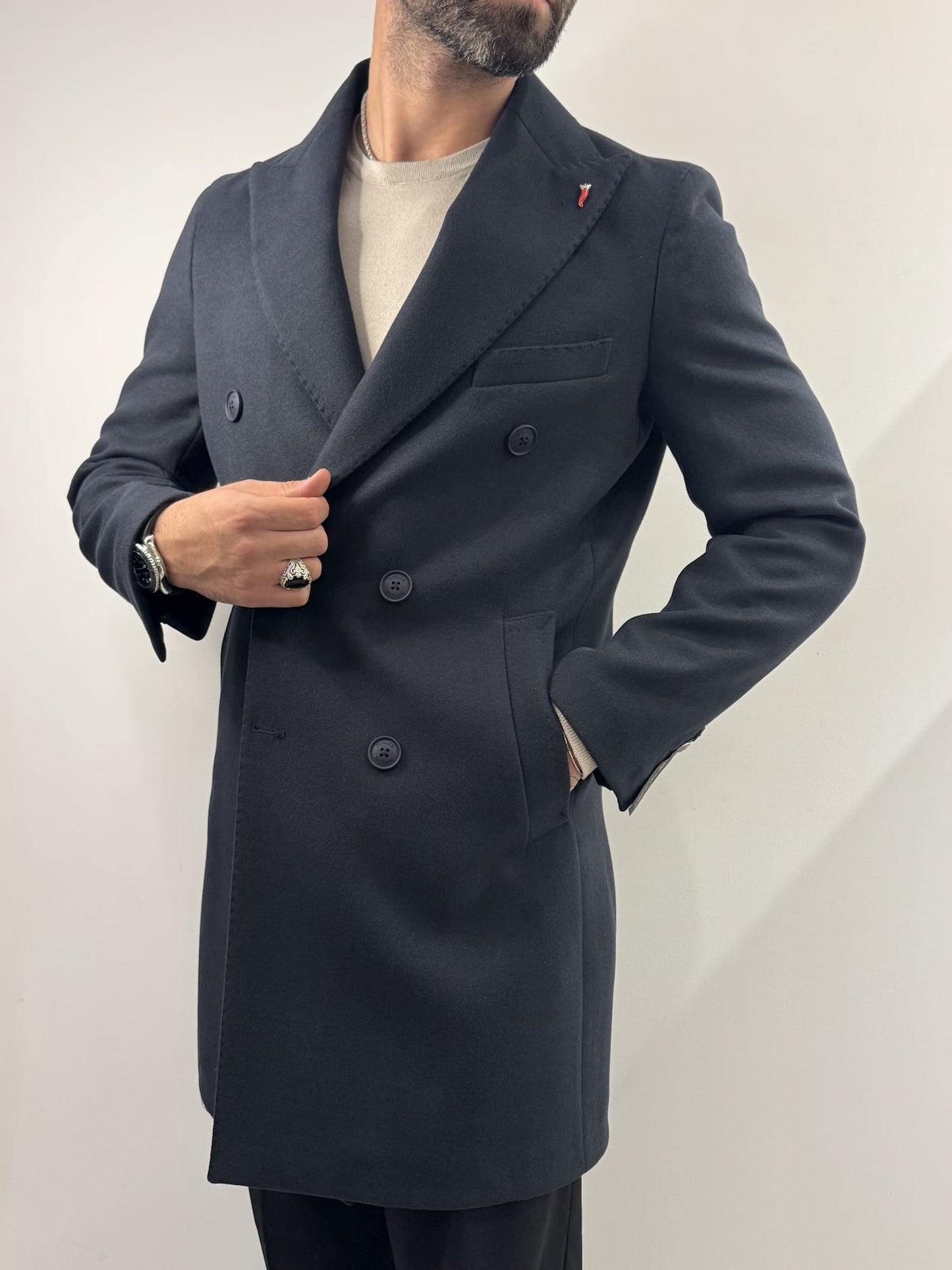 Cappotto Mulish doppio petto blu