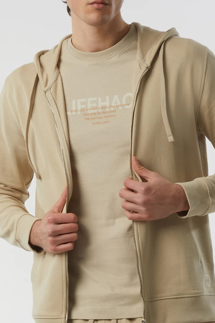 Felpa zip con cappuccio basic