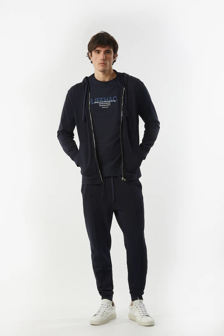 Felpa zip con cappuccio basic