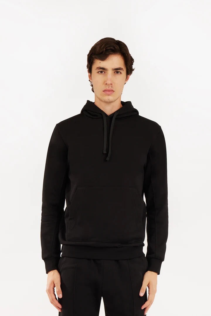 Felpa con cappuccio basic Sorbino nera