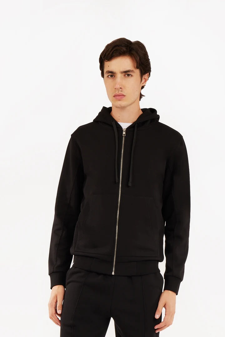 Felpa zip con cappuccio basic Sorbino nera