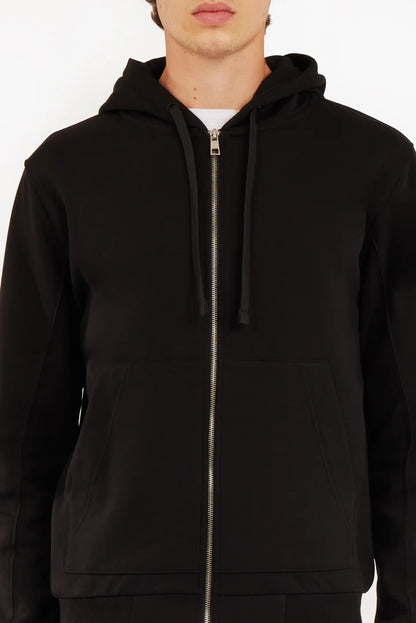 Felpa zip con cappuccio basic Sorbino nera