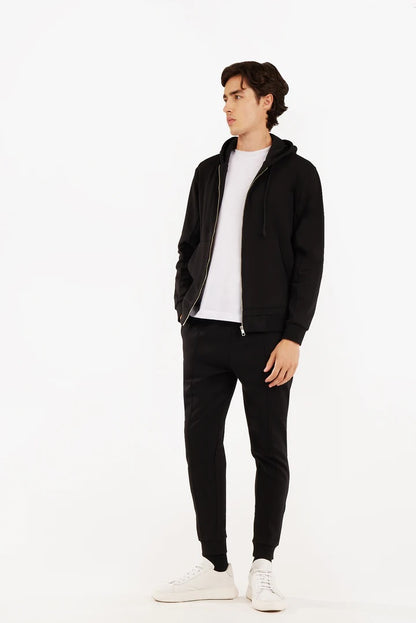Felpa zip con cappuccio basic Sorbino nera