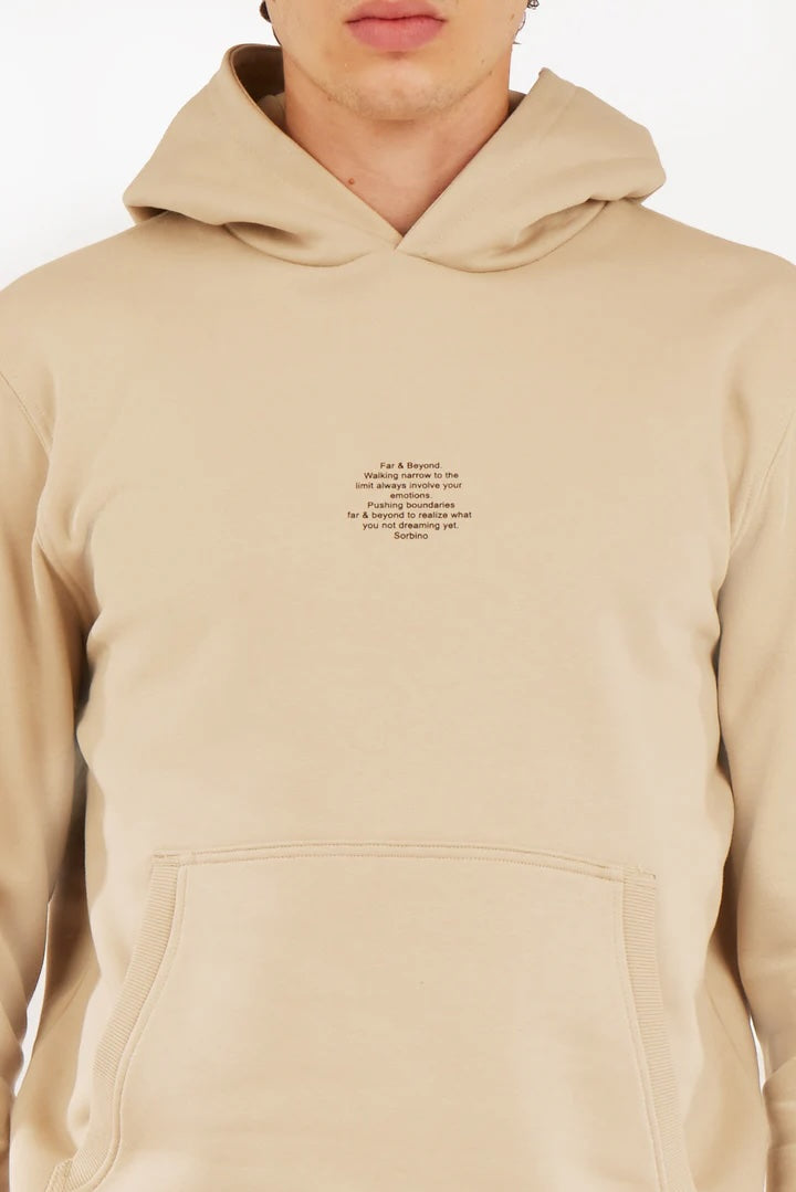 Felpa con cappuccio con stampa a contrasto Sorbino beige