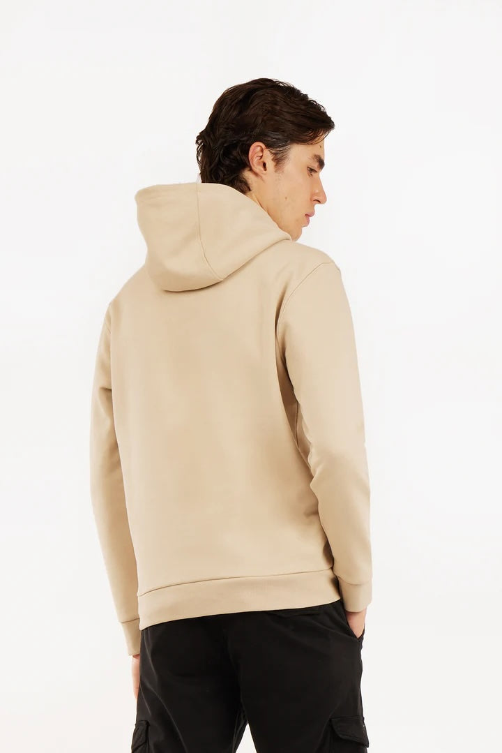 Felpa con cappuccio con stampa a contrasto Sorbino beige