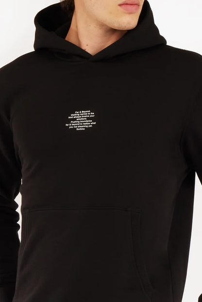 Felpa con cappuccio con stampa a contrasto Sorbino nero