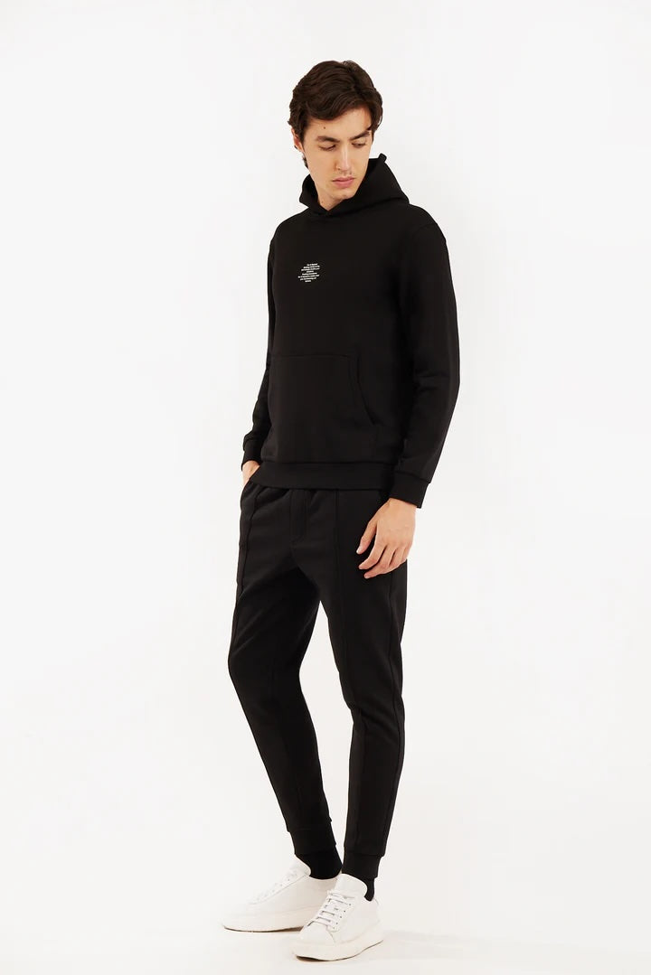 Felpa con cappuccio con stampa a contrasto Sorbino nero