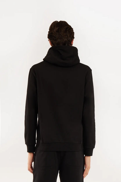Felpa con cappuccio con stampa a contrasto Sorbino nero
