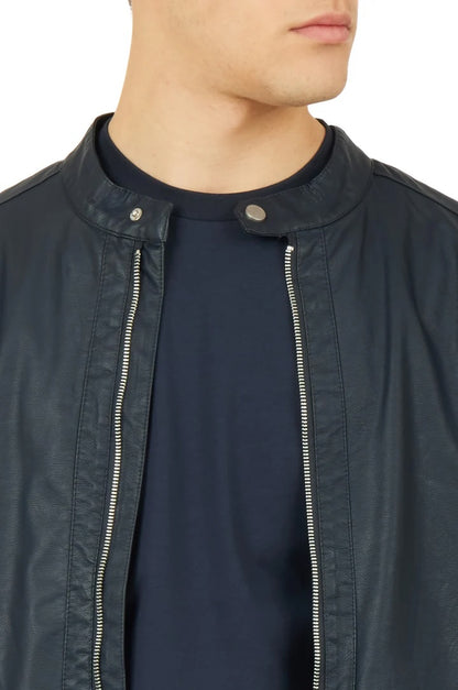 Giubbotto bomber effetto pelle Sorbino blu navy