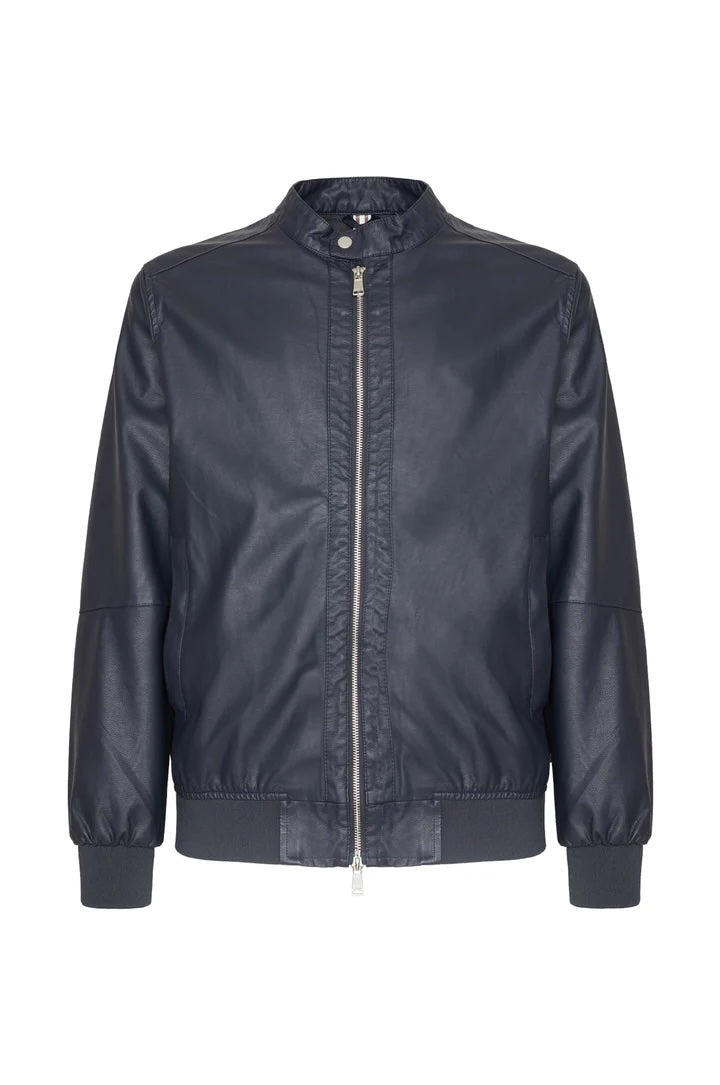 Giubbotto bomber effetto pelle Sorbino blu navy