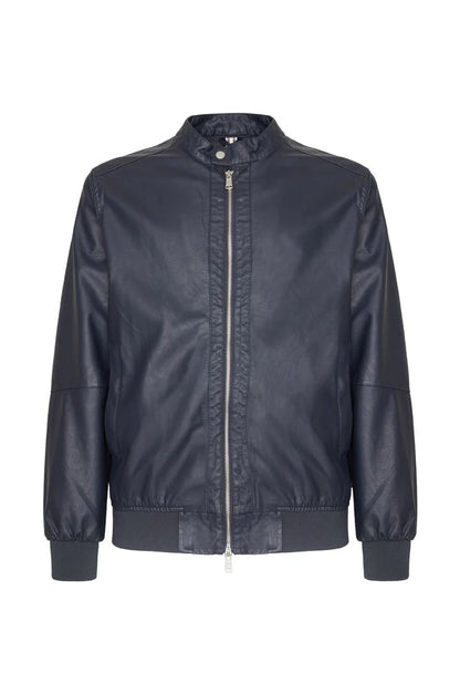 Giubbotto bomber effetto pelle Sorbino blu navy