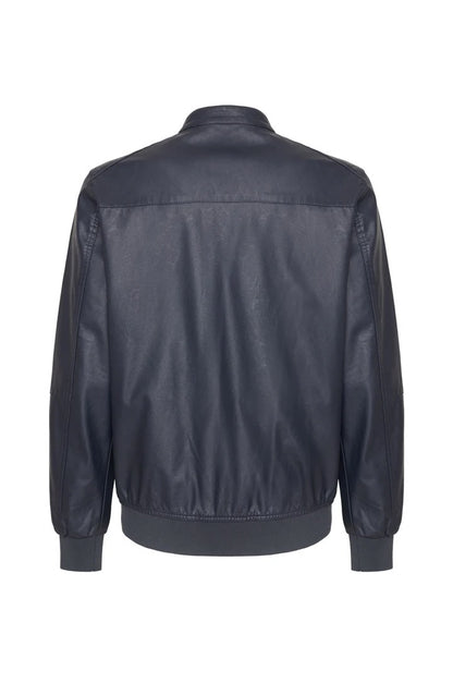 Giubbotto bomber effetto pelle Sorbino blu navy