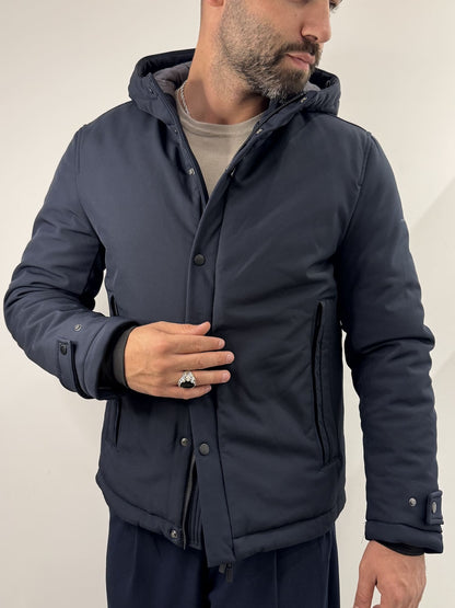 Giubbotto Hamaki-Ho con cappuccio blu