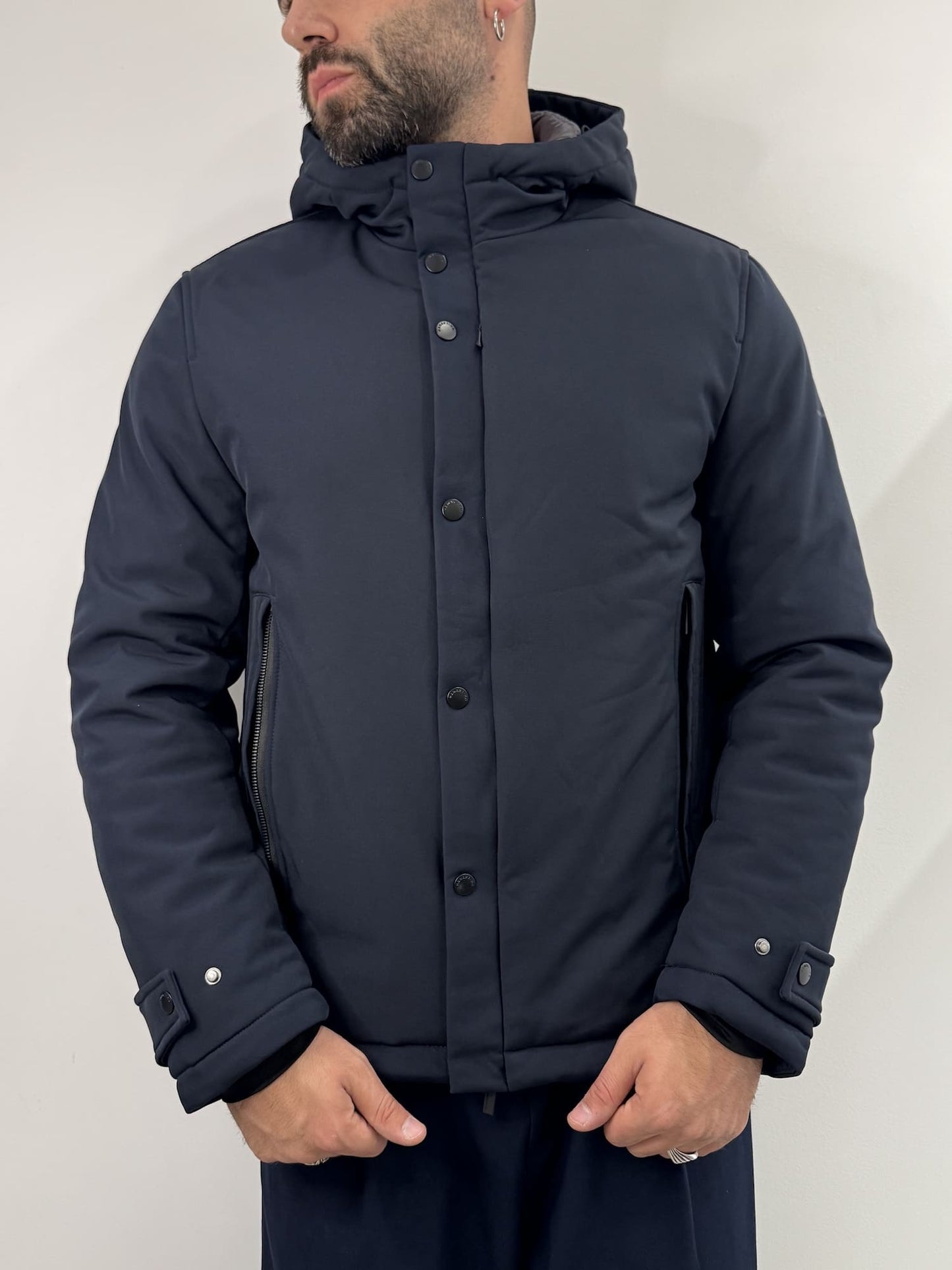 Giubbotto Hamaki-Ho con cappuccio blu