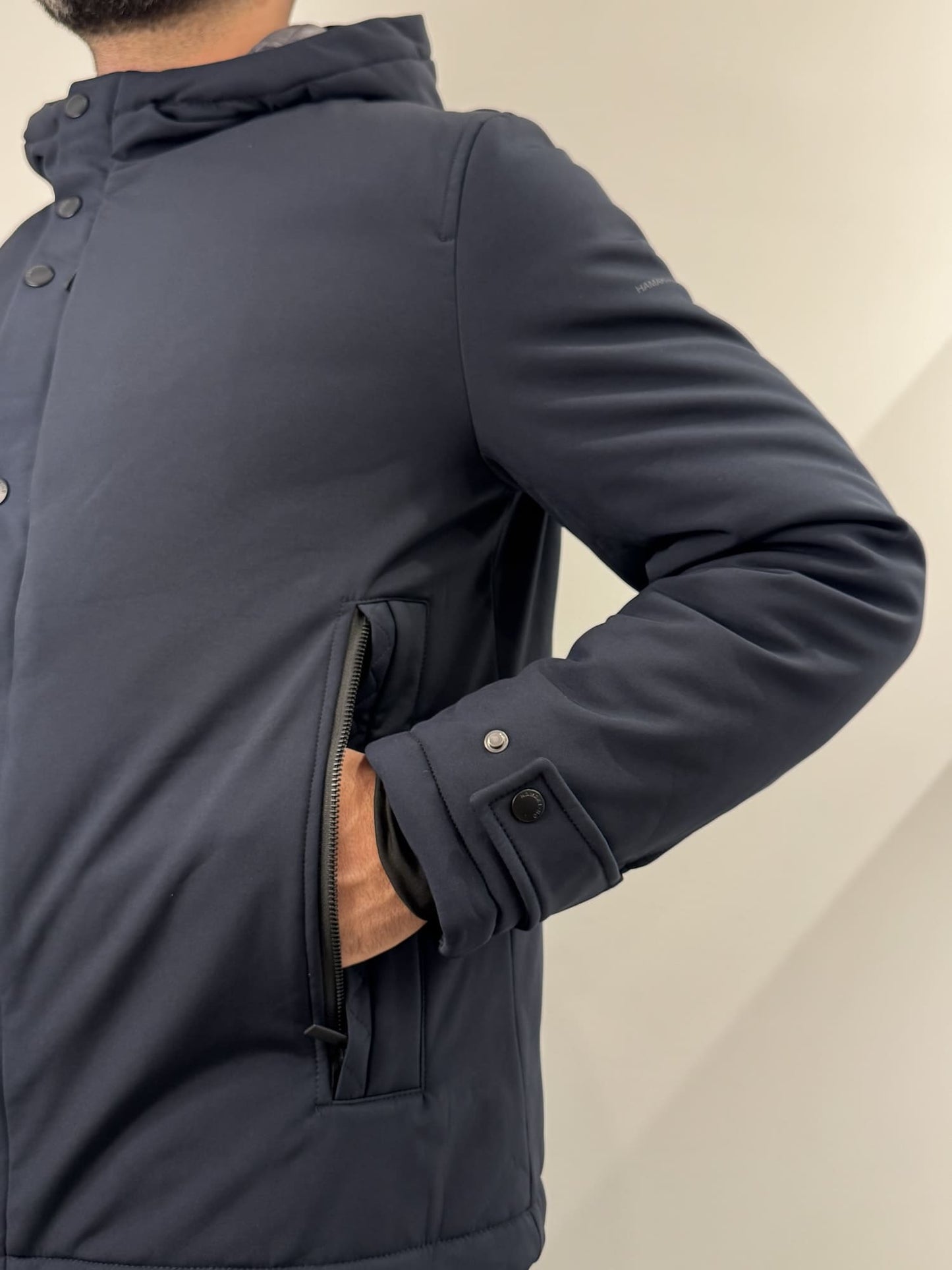 Giubbotto Hamaki-Ho con cappuccio blu