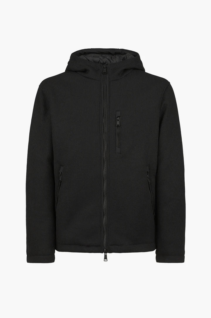 Giubbotto tecnico effetto maglia con cappuccio Sorbino nero
