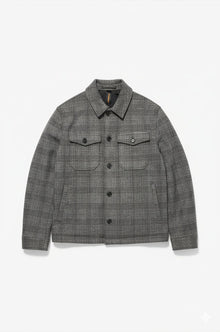 Giacca camicia misto lana a quadri Sorbino grigia