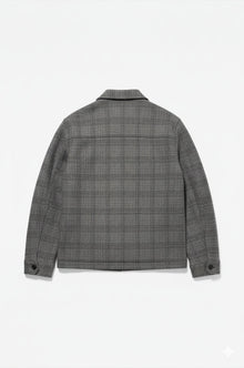 Giacca camicia misto lana a quadri Sorbino grigia