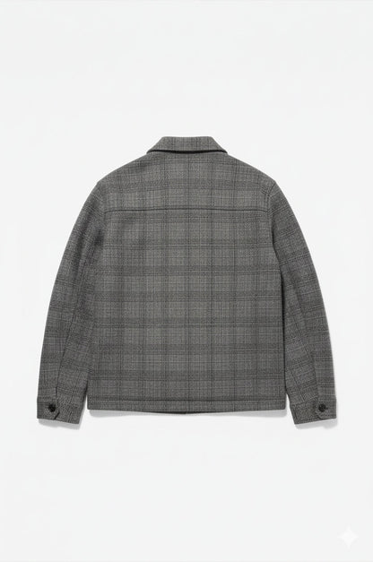 Giacca camicia misto lana a quadri Sorbino grigia