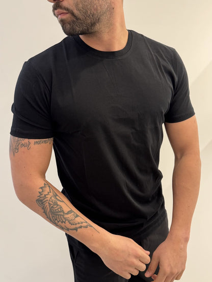 T-shirt Basica in cotone Gianni Lupo nero