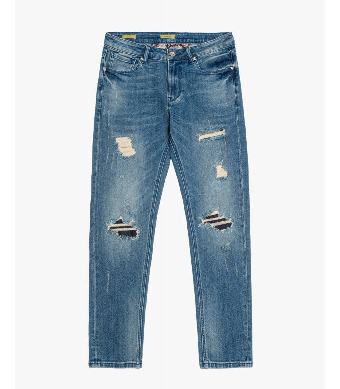 Jeans KEVIN skinny fit medium wash con strappi