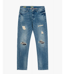 Jeans KEVIN skinny fit medium wash con strappi