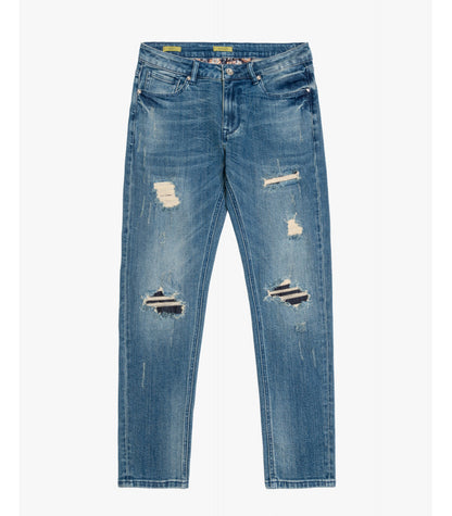 Jeans KEVIN skinny fit medium wash con strappi