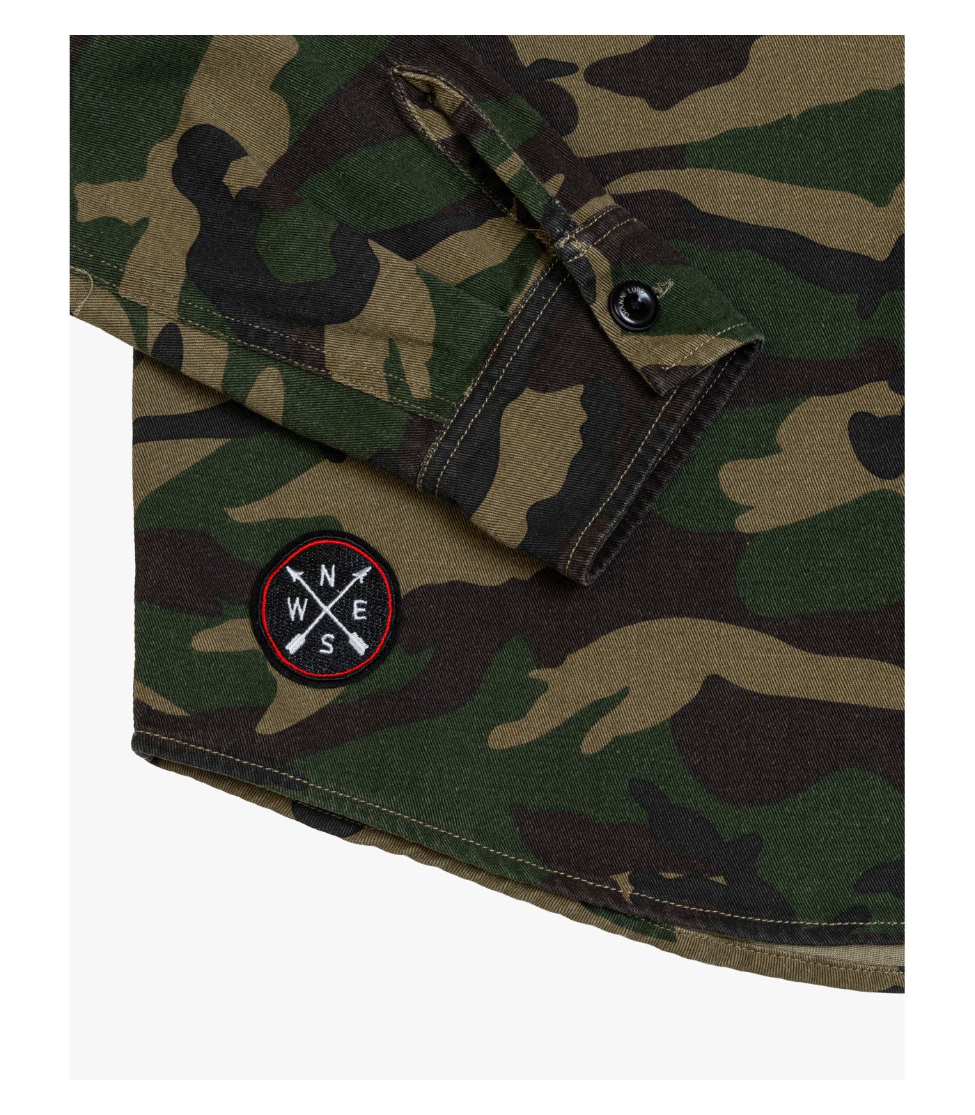 Overshirt camouflage con patchwork