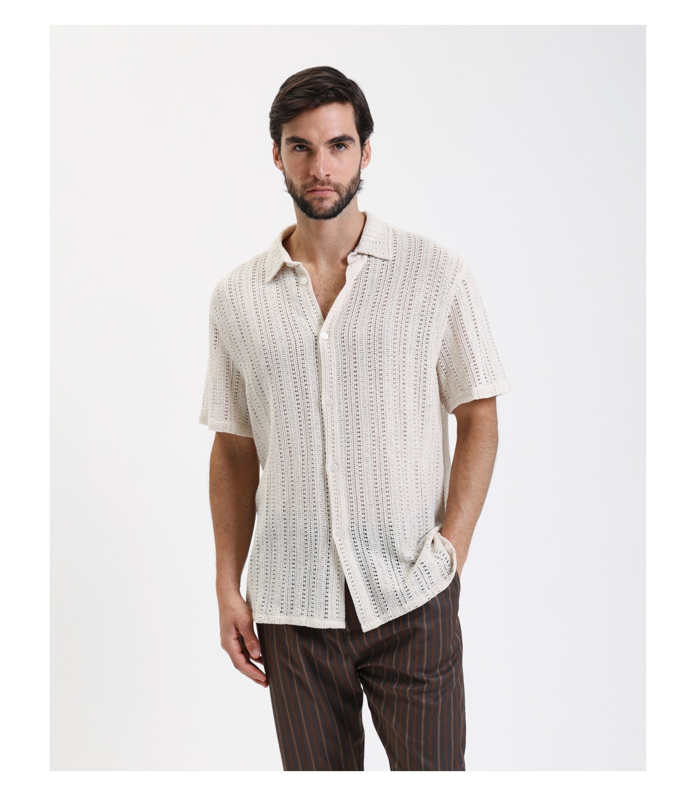 Camicia in maglia con struttura traforata
