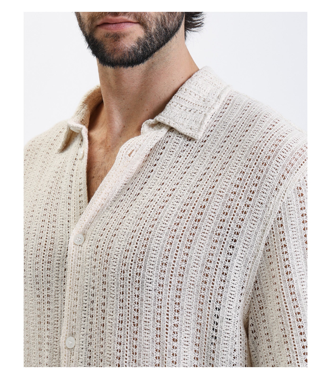 Camicia in maglia con struttura traforata