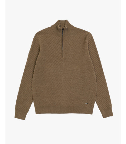 Maglione in ciniglia mezza zip tramato