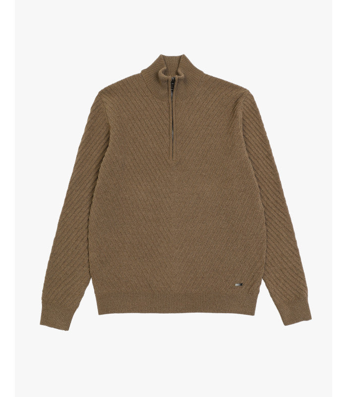 Maglione in ciniglia mezza zip tramato