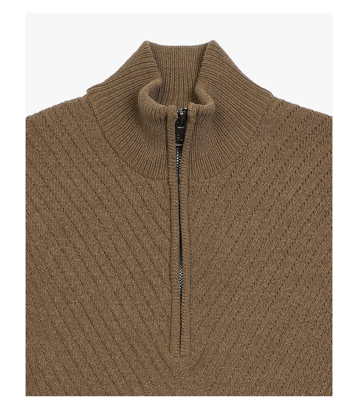 Maglione in ciniglia mezza zip tramato