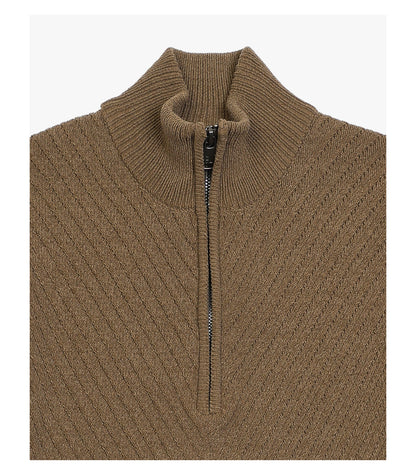 Maglione in ciniglia mezza zip tramato