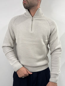 Maglione mezza zip Gianni Lupo grigio