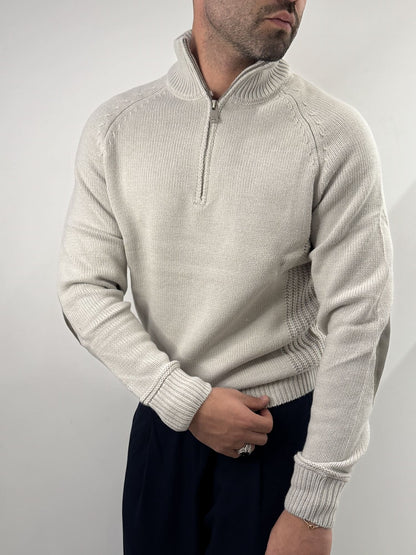 Maglione mezza zip Gianni Lupo grigio