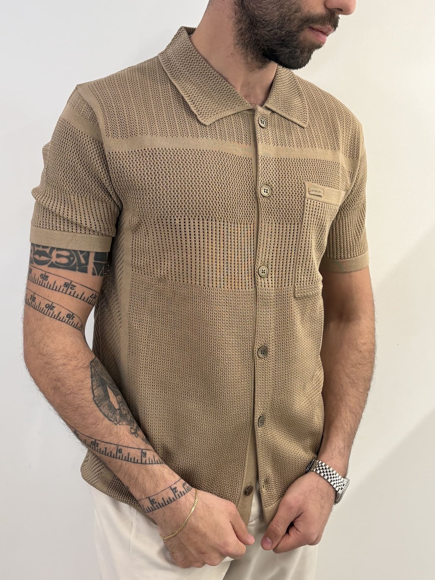 camicia manica corta traforata Gianni Lupo