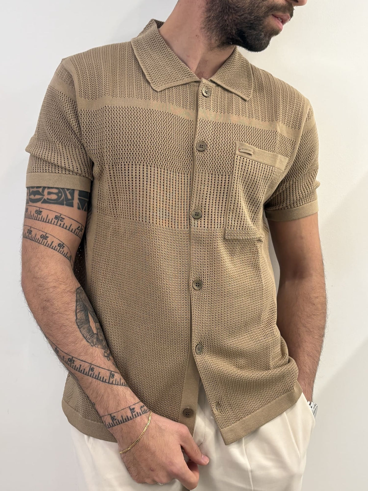 camicia manica corta traforata Gianni Lupo