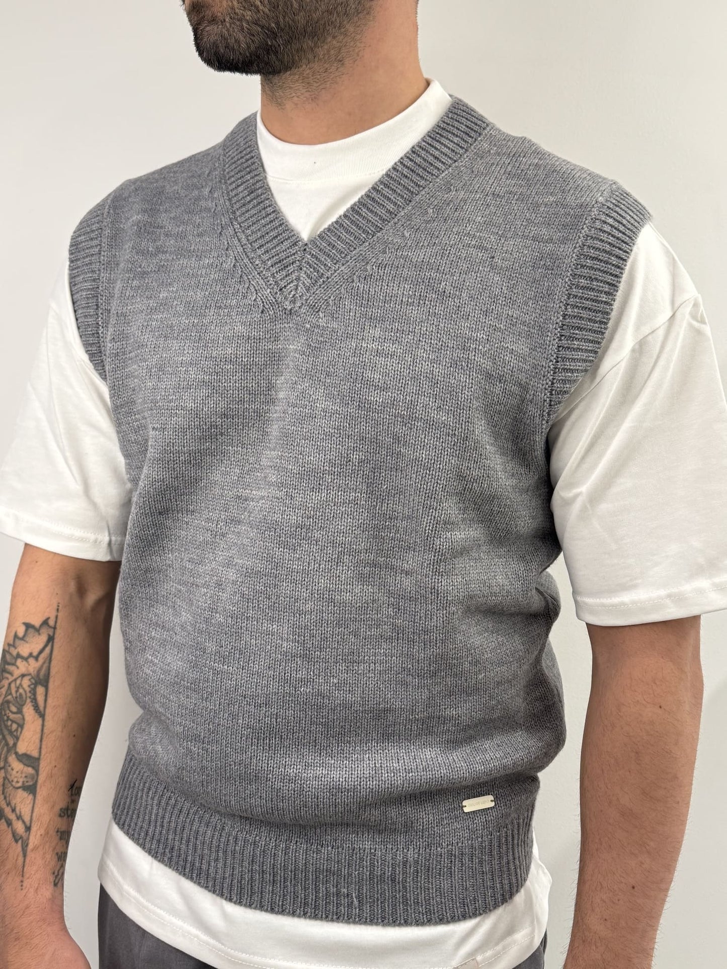 Gilet Gianni Lupo in misto lana grigio