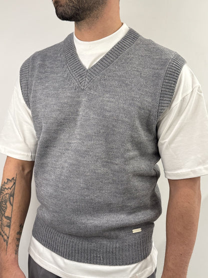 Gilet Gianni Lupo in misto lana grigio