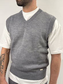 Gilet Gianni Lupo in misto lana grigio