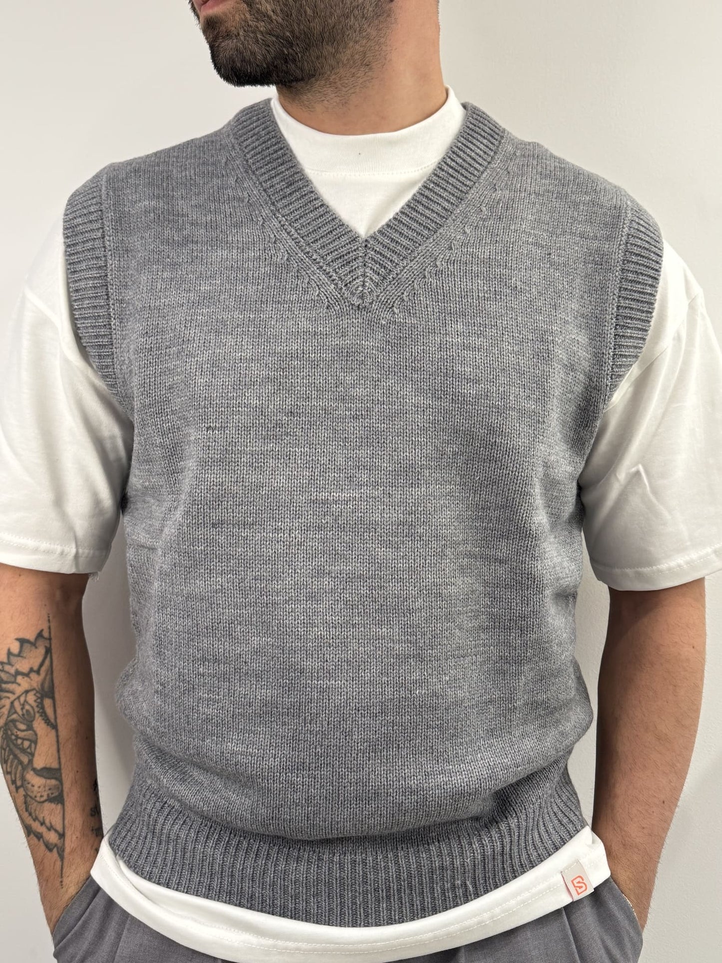 Gilet Gianni Lupo in misto lana grigio