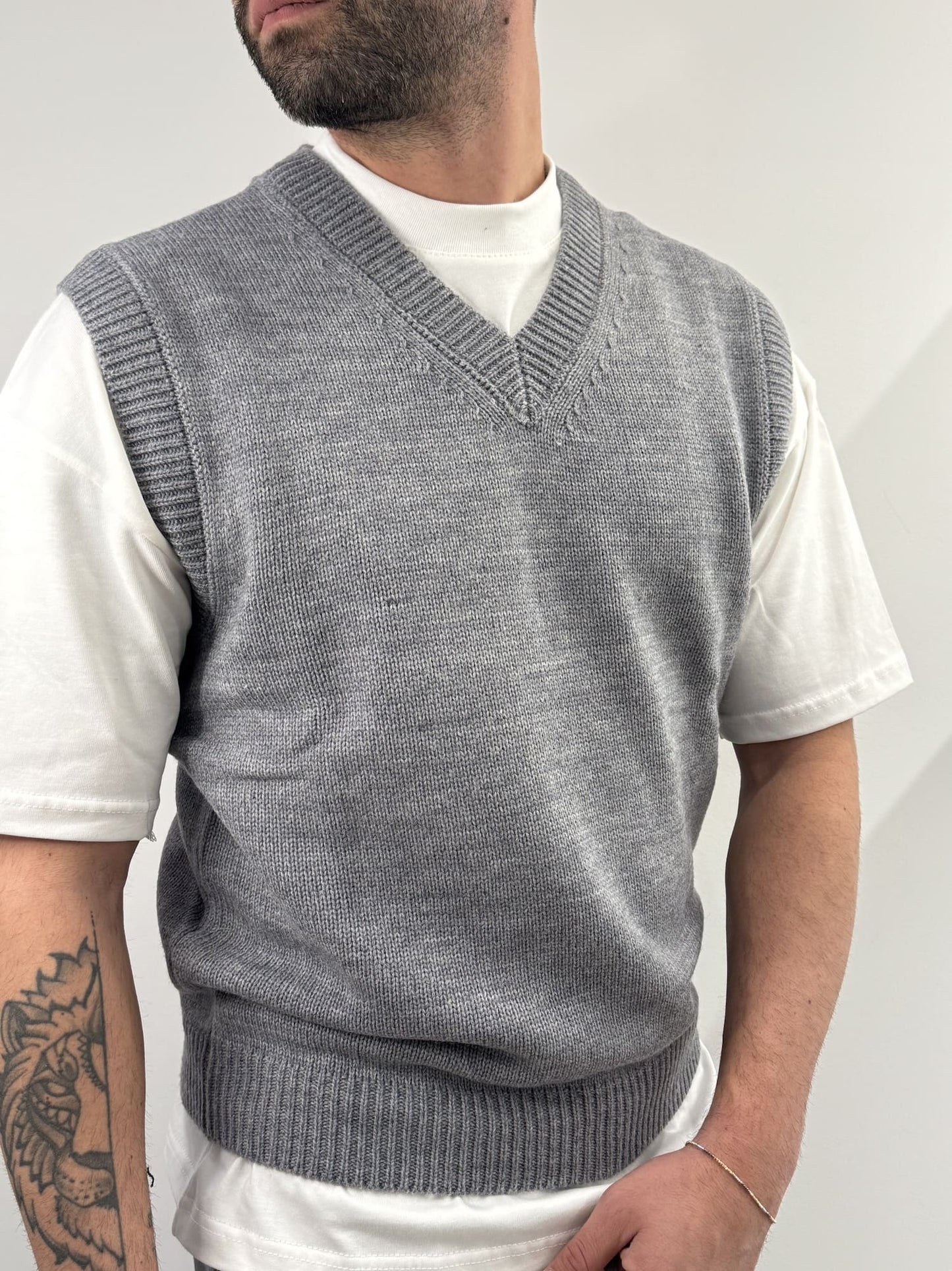 Gilet Gianni Lupo in misto lana grigio