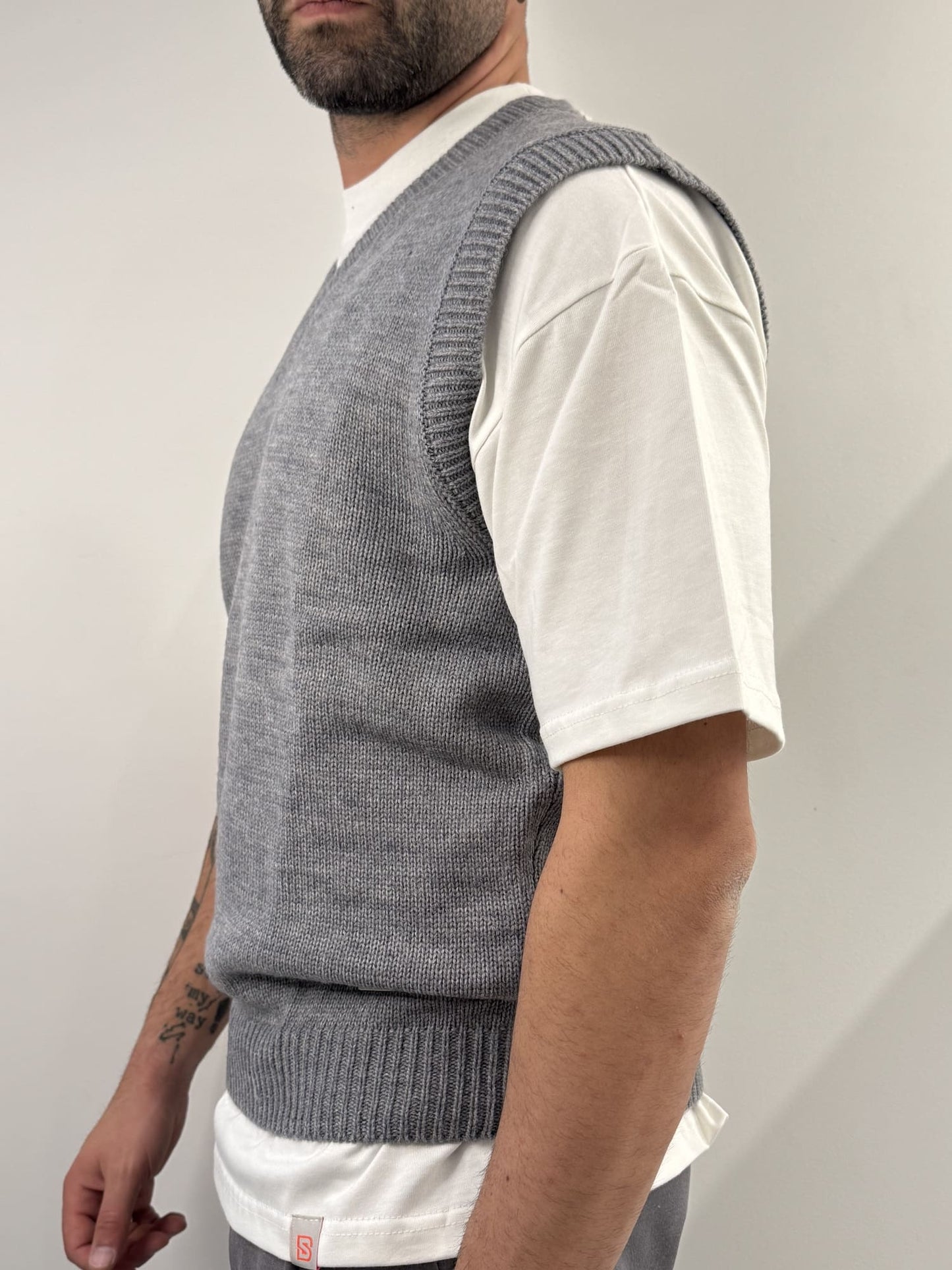 Gilet Gianni Lupo in misto lana grigio