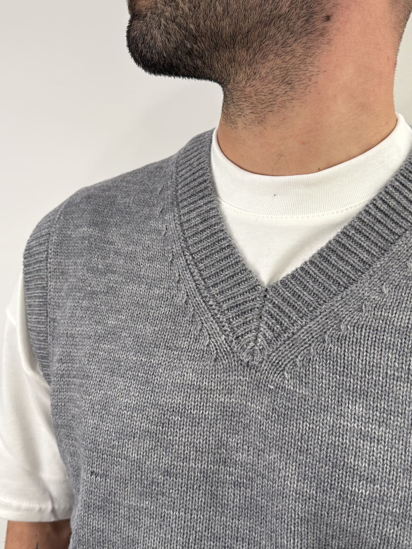 Gilet Gianni Lupo in misto lana grigio