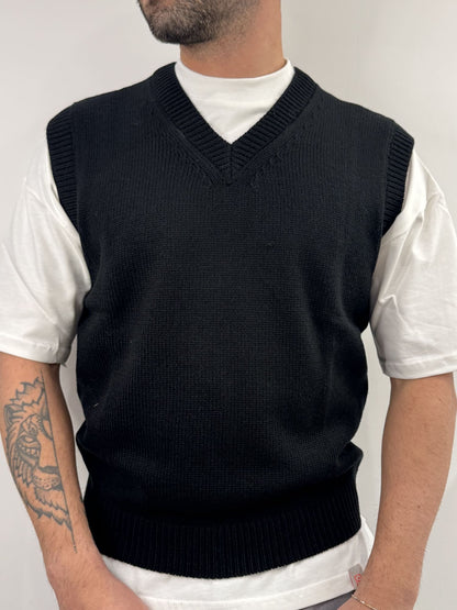 Gilet Gianni Lupo in misto lana nero